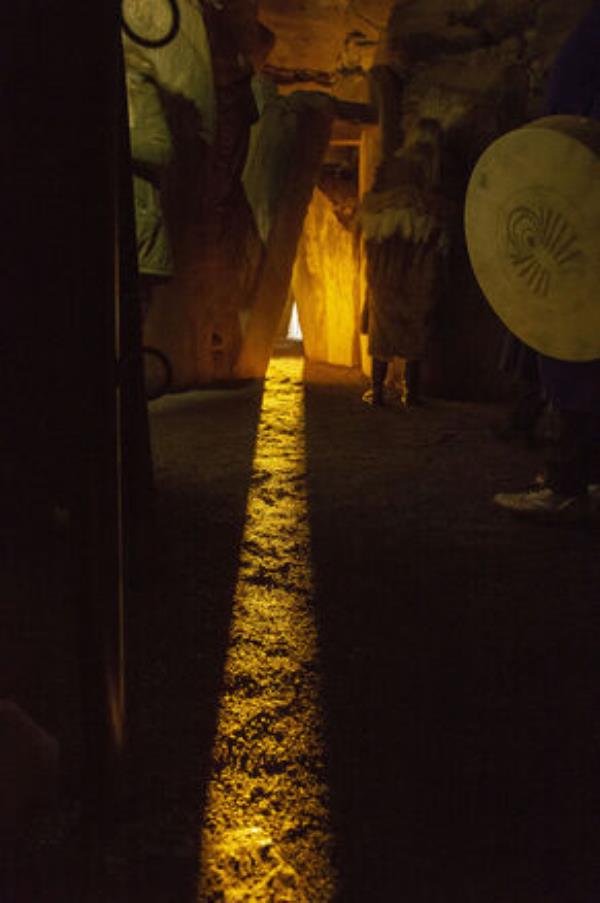  Inside the megalithic chamber at Newgrange during the 2018 Winter Solstice. Picture: Ciara Wilkinson.